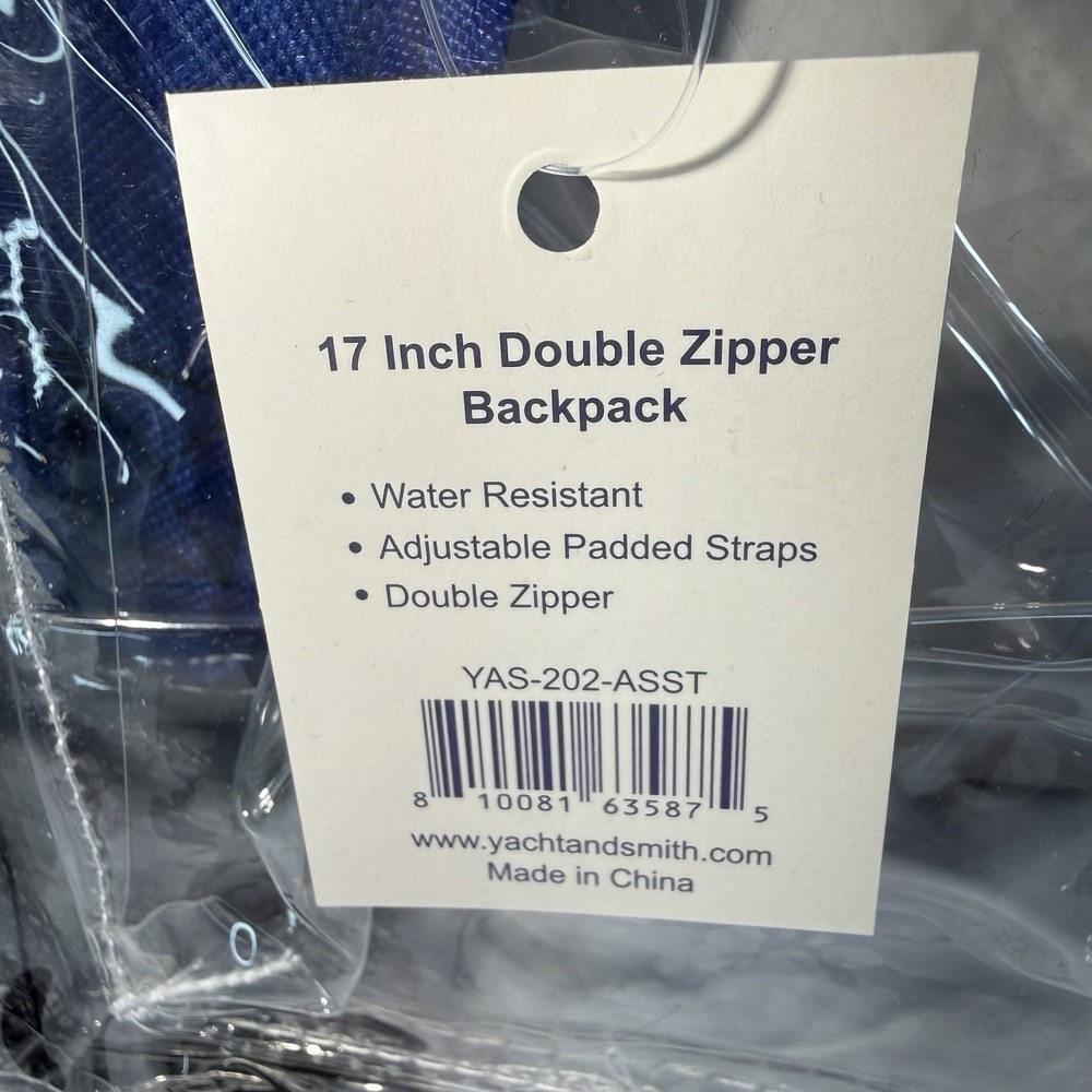 Yacht & Smith Clear & Blue Padded Straps  Plastic Backpack 17" Double Zipper NWT - Picture 4 of 8